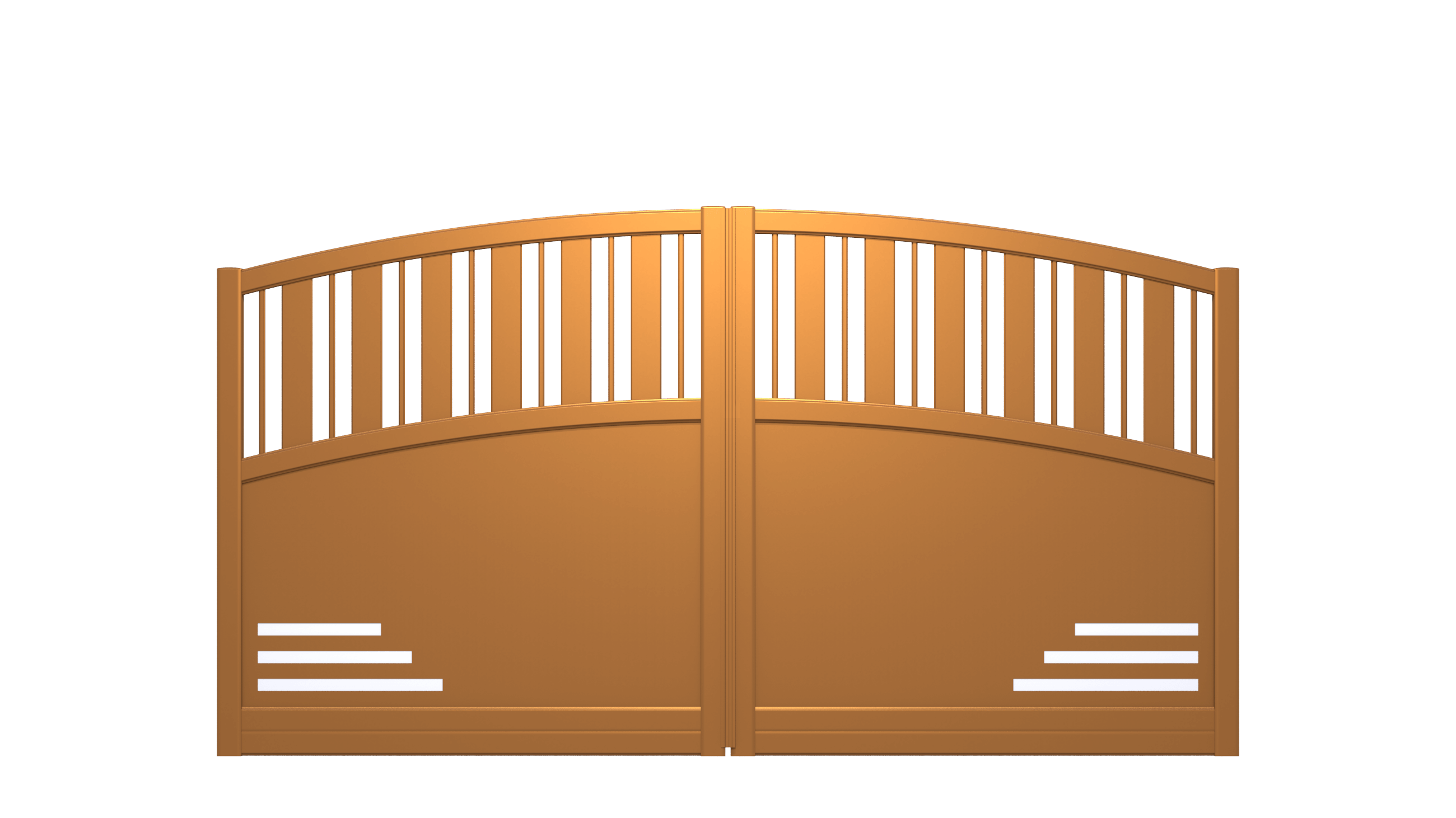 Portail semi-ajouré en aluminium et forme arrondie avec grands panneaux décor lignes - I21921