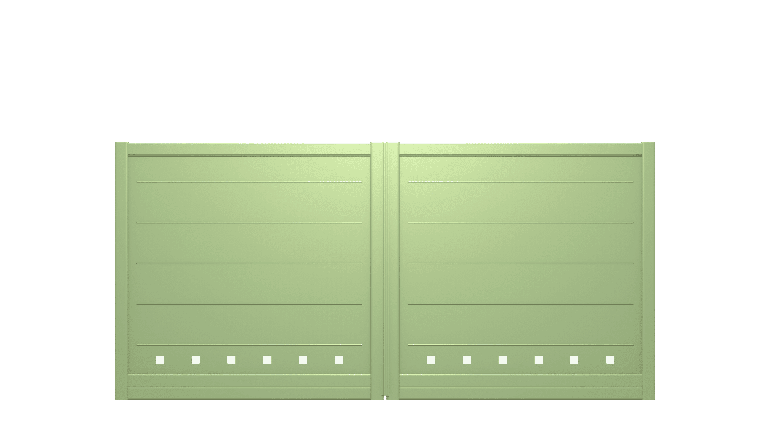 Portail plein en aluminium avec décor lignes horizontales et motif géométrique - T21936